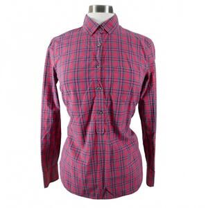 J Crew Womens Cotton 1/2 Button Down Red Multi Color Plaid Blouse Shirt 4